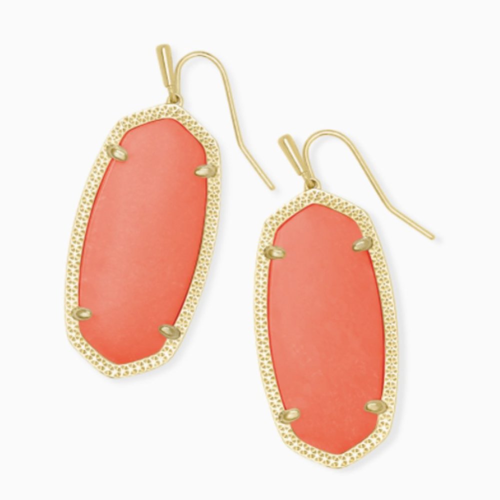 Kendra Scott Elle Gold Drop Earrings Bright Coral
